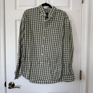 J. Crew Green and White Casual Button Down Shirt